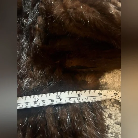 Vintage Scandinavian Mink Fur Bomber Jacket Brown Zip Leather Waist S/M - Picture 8 of 9